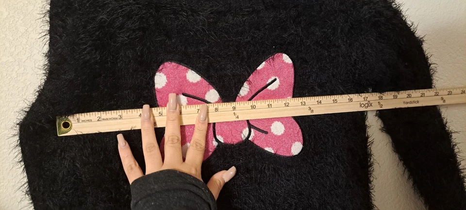 Disney Store Minnie Mouse Navidad Suéter Niñas Talla 9/10 NEGRO Foto 4 de 4