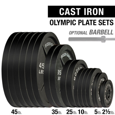 Cast Iron Olympic Plate Sets, 105 to 500 lb. Sets