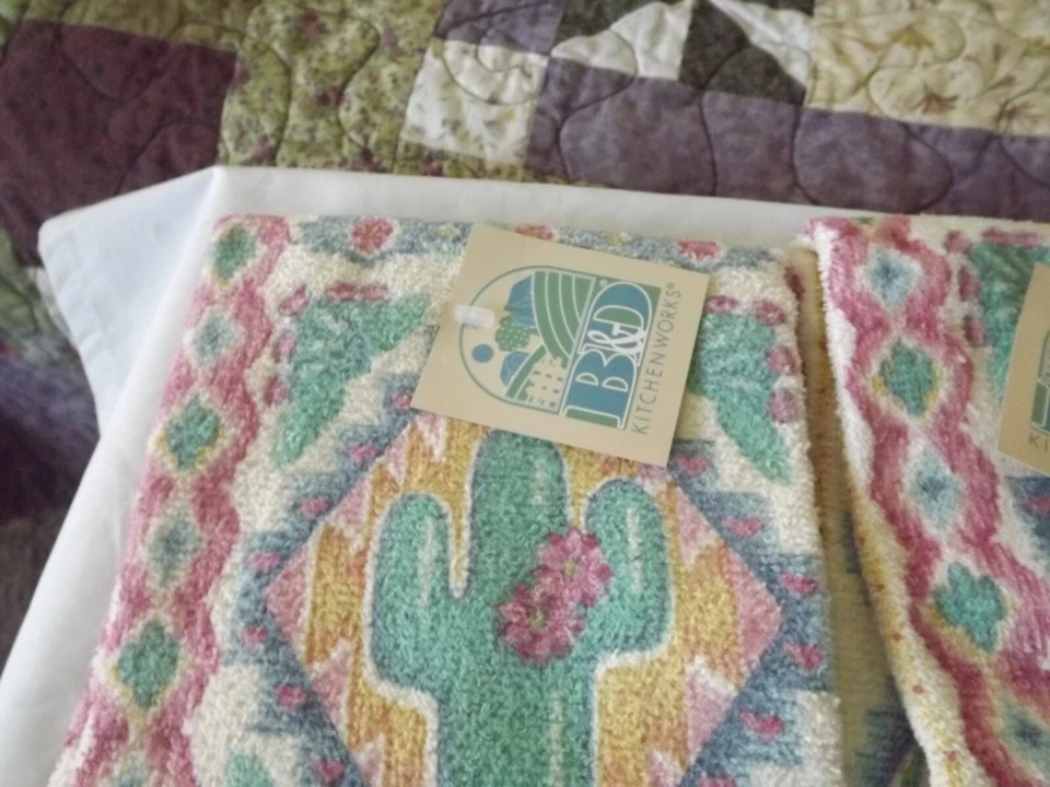 NOS Vintage B&D Kitchen Works Western Hand Towels Set Washcloth Rustic Cowboy - Image 2 of 4