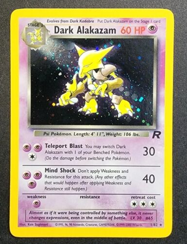 Pokemon TCG - Dark Alakazam 1/82 - Team Rocket - Holo Rare Vintage Holographic 2 - Picture 1 of 2