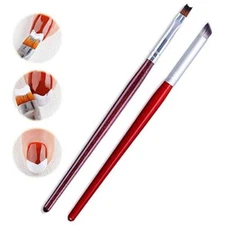  2Pcs Acrylic Wooden Nail Brush Set French UV Gel Nail Ombre Brush Flower 