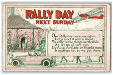 1910 Rally Day Next Sunday Poem Manchester Connecticut Vintage Antique Postcard