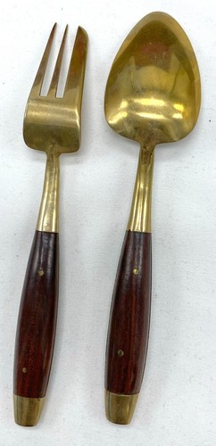 James Bronzeware Dessert Flatware Cutlery TeakWood Thailand Box Vintage 1960s - Picture 4 of 9