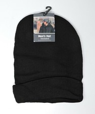 Heat Trendz 42780 Men's Black Insulated Fleece Lined Beanie Cap Hat One Size 2pk