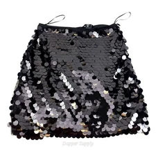 Rachel Zoe Women's Black Sequence Pleated Accordion Skirt Size Medium 