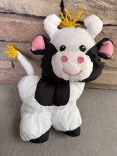 Vintage Fisher Price 11  Puffalump Milk Cow Plush Stuffy Black White 1993 Lovey