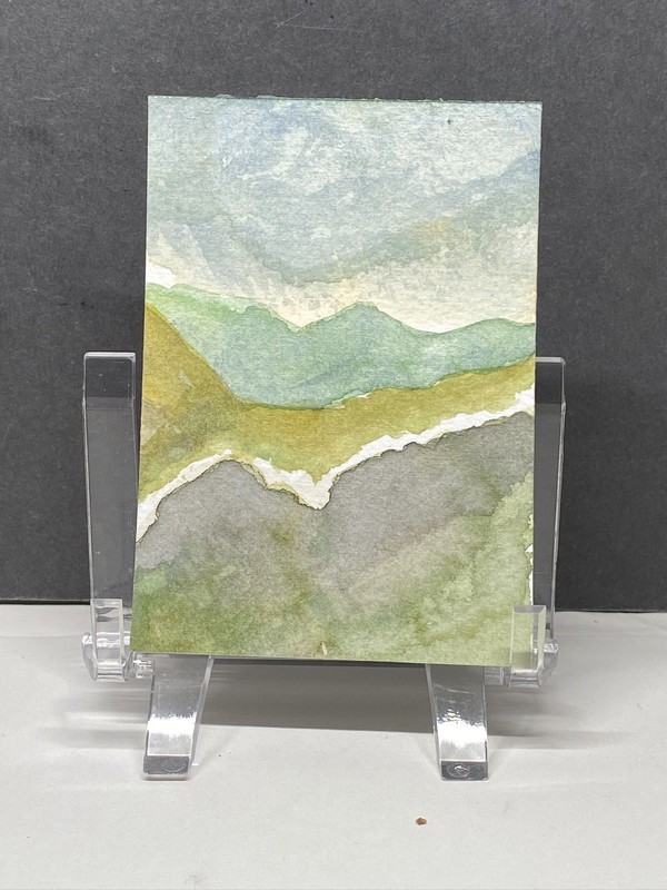 ACEO Original stormy mountain landscape 2/3 watercolor 2.5 inch x 3.5 inch