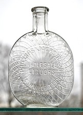 TENNESSEE WHISKEY FLASK: Clear glass pumpkinseed 'Phillips Jackson / Nashville'