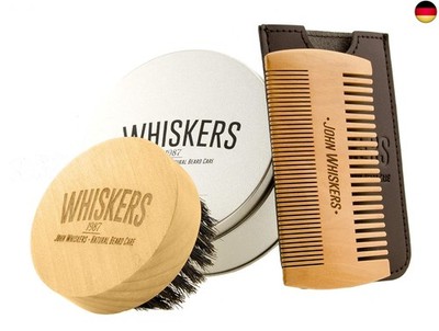 John Whiskers Bartbürste und Bartkamm-Set - Bartpflege-Set für Männer mit re