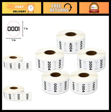 5000 Consecutive Number Labels 0001-5000 - 1" Round White Inventory Counting Bun