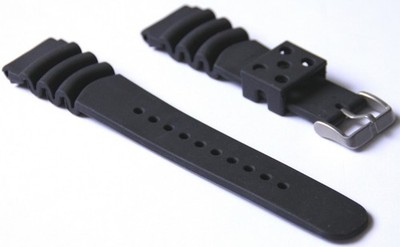  Eichmüller 22mm Kautschuk XXL Taucher Uhren Armband mit Edelstahl Dornschließe