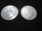 Junk  1896 Morgan and 1928 Peace  silver dollars   g/vg   (free shipping)