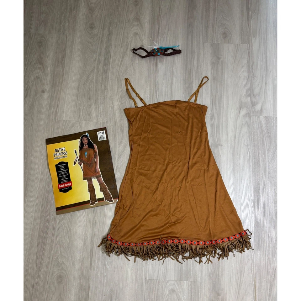 Disfraz de princesa nativa para mujer grande vestido de Halloween poncho diadema Foto 4 de 4