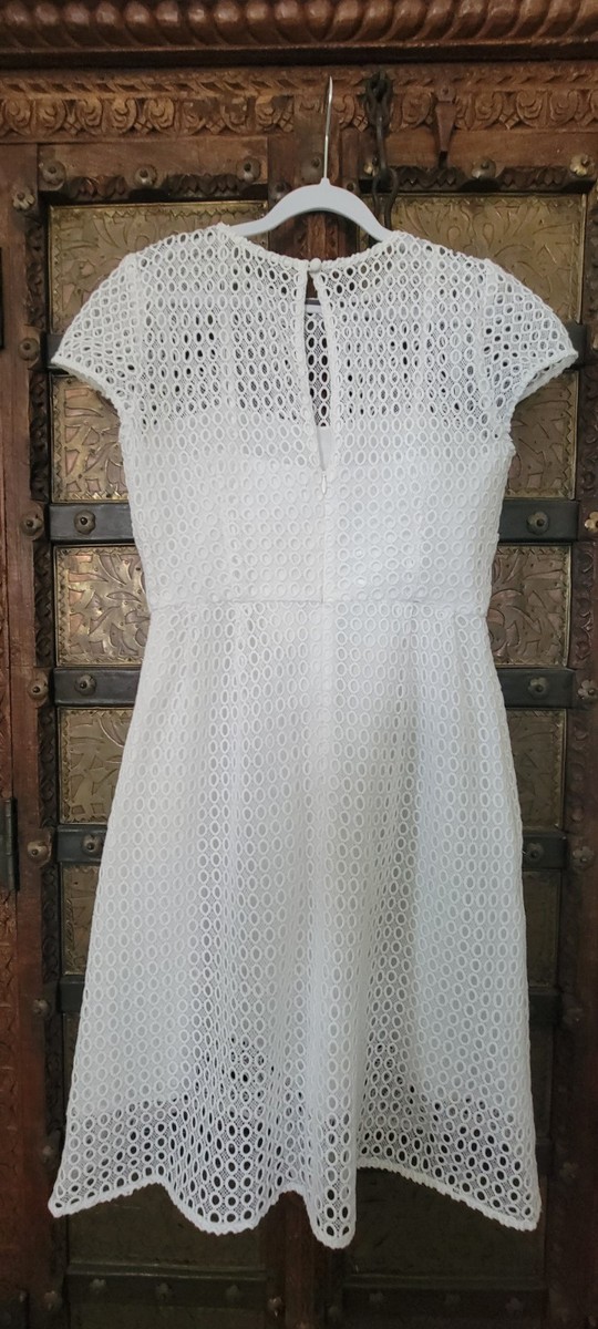 NWT Jcrew Women's White Eyelet Lace A Line Fit Flare Dress XS 0 Cap Sleeve  | eBay