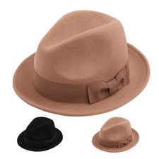 Men's 100% Wool Felt Fedora Trilby Hat Short Brim Formal Jazz Hat UK Stock