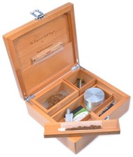 Large Wooden Rolling Box with locaable catch. Wolf T4 Deluxe Rolling Box