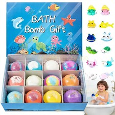 6-12PCS Bath Bombs Kids Bath Gift Ocean Bath Ball With Hidden Toys Sea Salt Flow