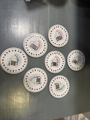 Coasters Stone with Playing Card Design Set of 7 Barware