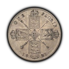 GREAT BRITAIN. 1921, Florin, Silver - KGV, Shields Cross Scepters 1 Stained