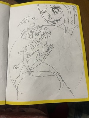 Sketch Book Filled With Anime Style Art Mostly Women. All Ha