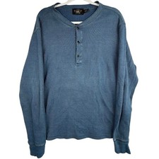 RRL Double RL Ralph Lauren Indigo Jacquard-Knit Henley Shirt Blue L Cotton $245