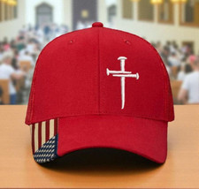 Jesus 3 Nail Cross Christian Hats for Men Women Jesus 3 Nail Cross Hat Red