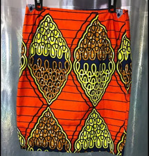 Handmade African Wax Cloth Lined Pencil Skirt in Bold Colors