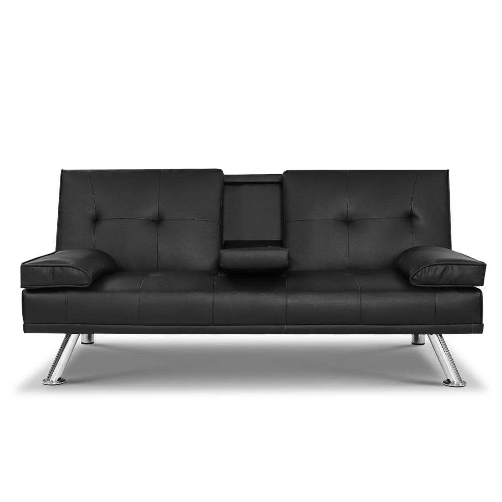 NNEDSZ Sofa Bed Lounge Futon Couch 3 Seater Leather Cup Holder Recliner