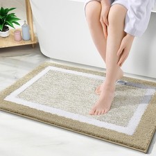 Beige 30x20 Microfiber Bath Rug Soft Absorbent Non-Slip Quick Dry Shaggy