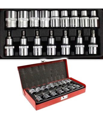 SET 16 pz BUSSOLE TORX T30-T70 MASCHIO FEMMINA E10-24 IMPRONTA KIT BOX SET 16 pz BUSSOLE TORX T30-T70 MASCHIO FEMMINA E10-24 IMPRONTA KIT BOX