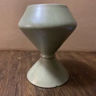 Vintage MCM Haeger Pottery USA Pedestal Hourglass Planter Vase Green Speckled