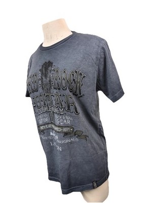 Women s Hard Rock Guitar company , Blue, Distressed, Graphic Tea, Size Medium