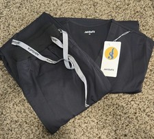 Women's JelriSoFit Scrub Set - Size XS - Dark Grey V-Neck Joggers -NEW