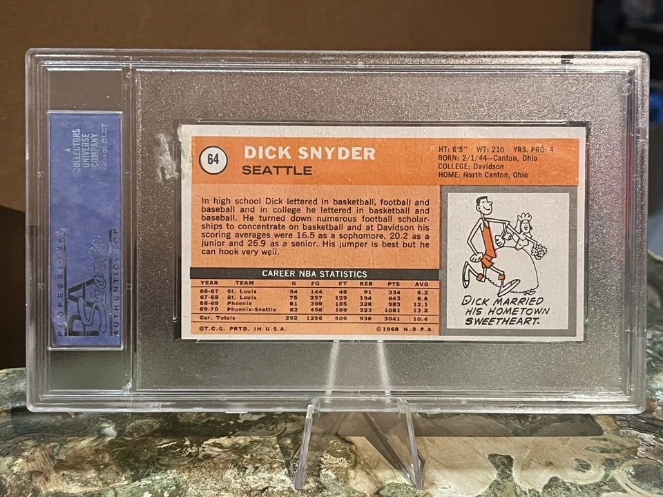 1970 Topps Dick Snyder Seattle Supersonics #64 PSA 6  - Image 3 of 3