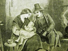 NEW BABY "VERY IMAGE OF PAT" 1860 Antique Print Matted