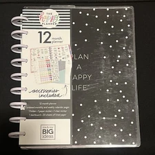 Happy Planner 12- Month Black White Polka Dots Undated 