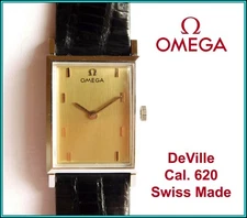 NEW OLD STOCK: Omega DeVille 111.053, Cal. 620 – UNUSUAL  Art Deco GOLDEN DIAL