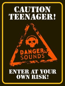 Caution do not enter rusted looking metal wall sign plaque