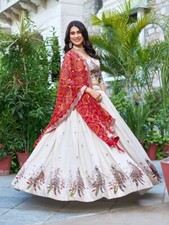 Latest Tissue Silk Designer Lehenga Choli With Red Dupatta For Indian Wedding