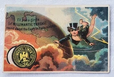 Trade Card Willimantic Thread - Cherub Circling the Earth Lightning