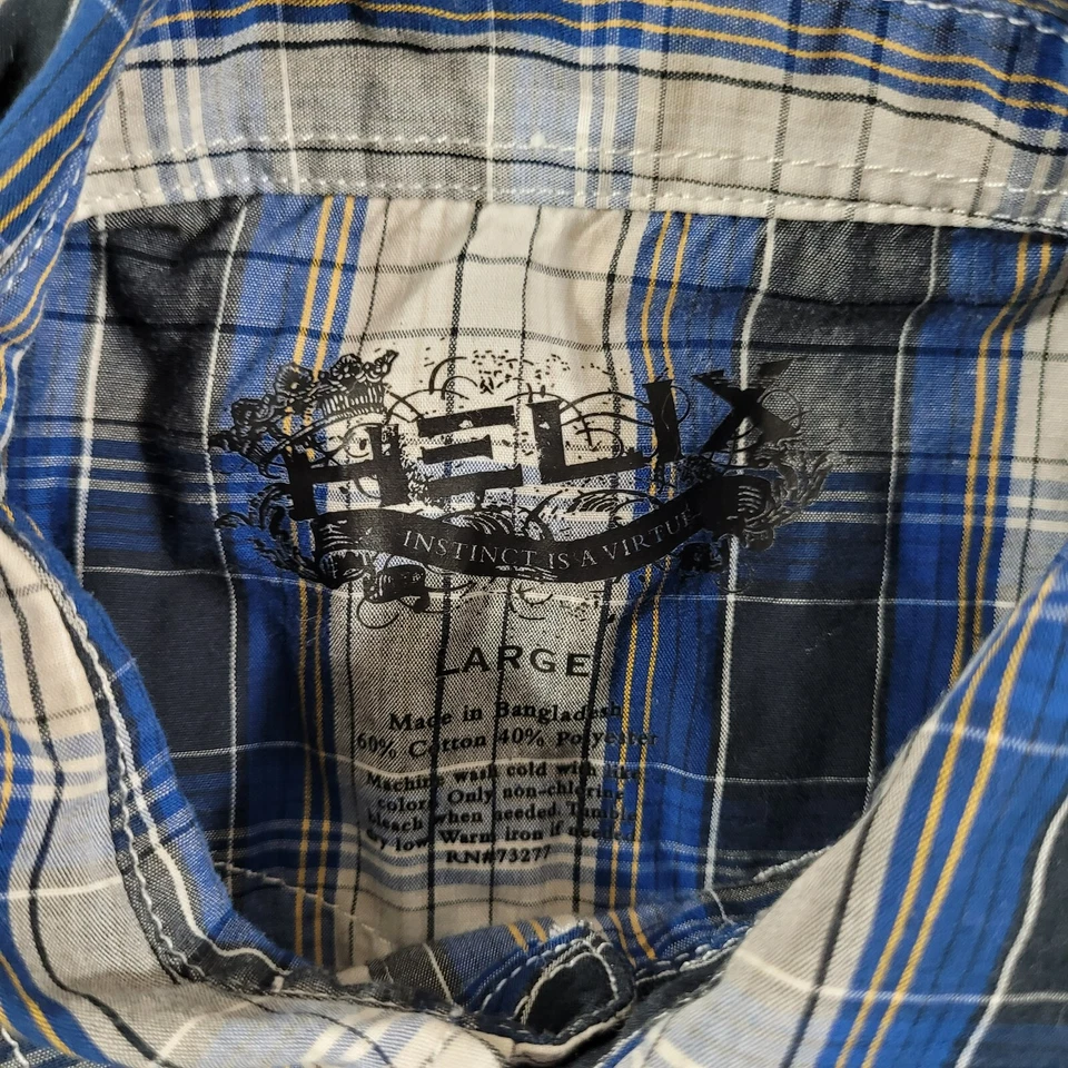 Camisa Helix Niños Grande Azul A Cuadros Perla A Presión Botones Western Rodeo Vaquero Foto 2 de 4