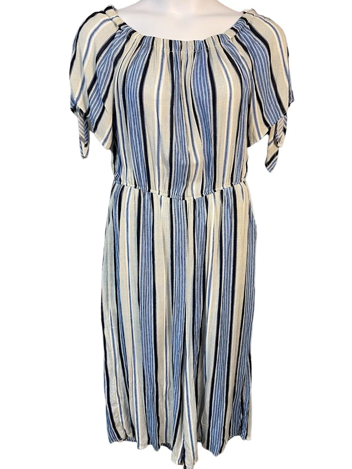 Mono mameluco Love Fire XL NUEVO CON ETIQUETAS blanco y azul a rayas corbata manga corta forrado Foto 2 de 4