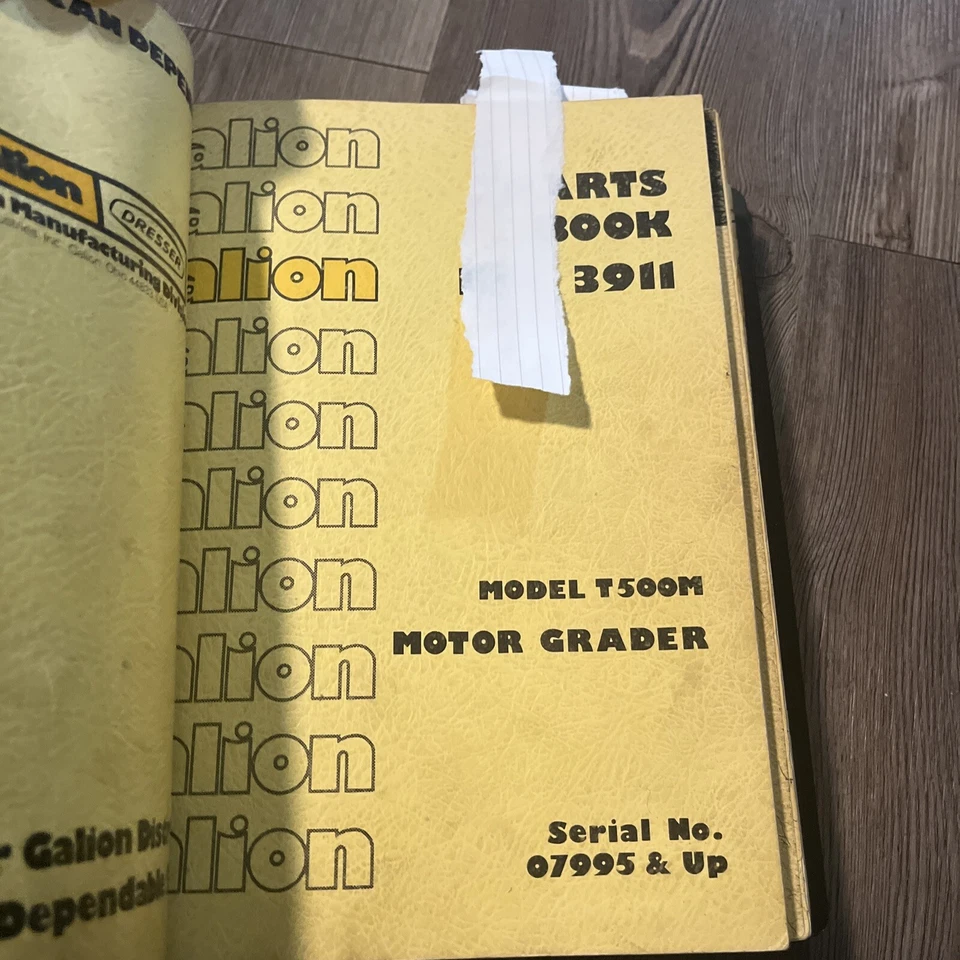 Galion T-500c/m T-600 T700 MOTOR GRADER SERVICE Parts Book MANUAL 3811 3911 Etc - Image 3 of 4