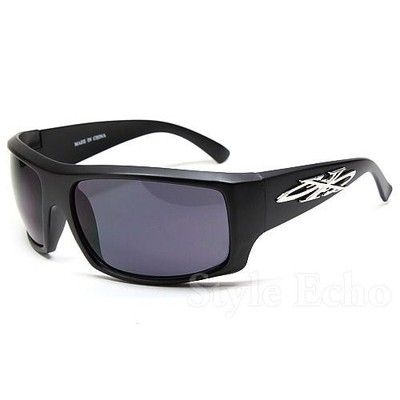 Oversized Modern Rectangular Mens GXG Wrap Sunglasses with Logo Temple