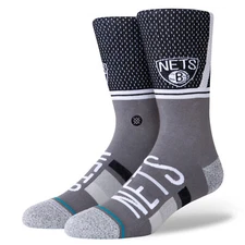 STANCE Brooklyn Nets Shortcut 2 Poly Crew Socks Medium (6-8.5) Black Gray NBA