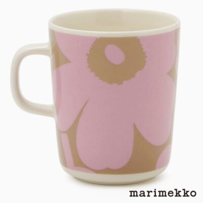 Marimekko Unikko Mug Pink x Beige 8x9.5cm 250ml - 2023 Spring