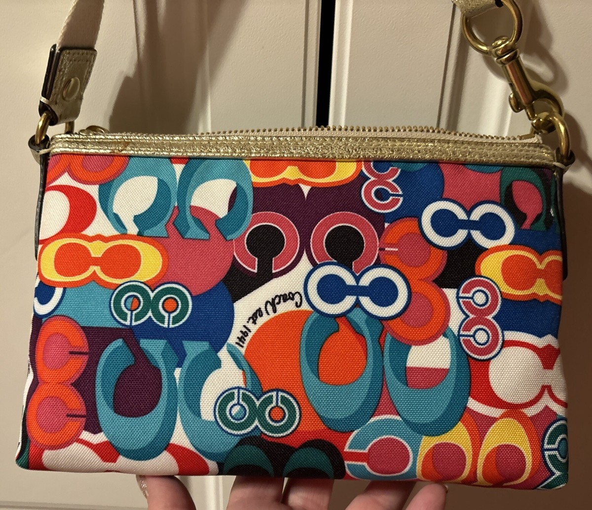 Coach Poppy Pop C Glam Graffiti Crossbody/Multi Colors Gold