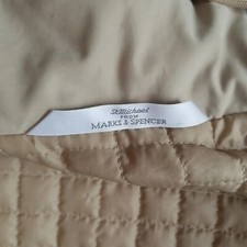 M&s St Michael Coat Quilted Winter Beige Removable Hood Faux Fur Trim Zip Uk 12
