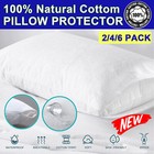 2x / 4x / 6x Natural Cotton Cover Pillow Protector Zip Closure Standard Case