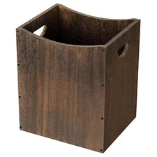 5.28 Gal Wood Trash Can Wastebasket Garbage Bin with Handle for Bathroom Kitchen